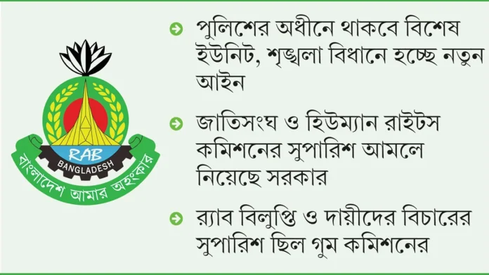 র‌্যাব বিলুপ্তির পথে সরকার, পুলিশের অধীনে ‘এসআরএফ/এসআরবি’ গঠনের প্রস্তাব
