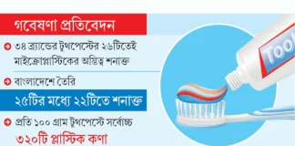 দেশের ৩৪ ব্র্যান্ডের টুথপেস্টের ২৬টিতে ক্ষতিকর মাইক্রোপ্লাস্টিক, বলছে এসডো দেশের ৩৪ ব্র্যান্ডের টুথপেস্টের ২৬টিতে ক্ষতিকর মাইক্রোপ্লাস্টিক, বলছে এসডো